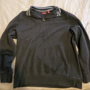 IZOD Quarter Zip Sweater, LG, Grey